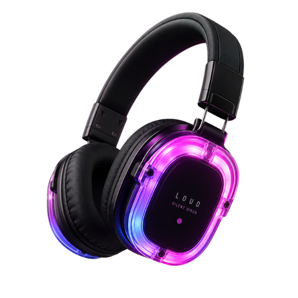Premium LED silent disco headphones for event hire